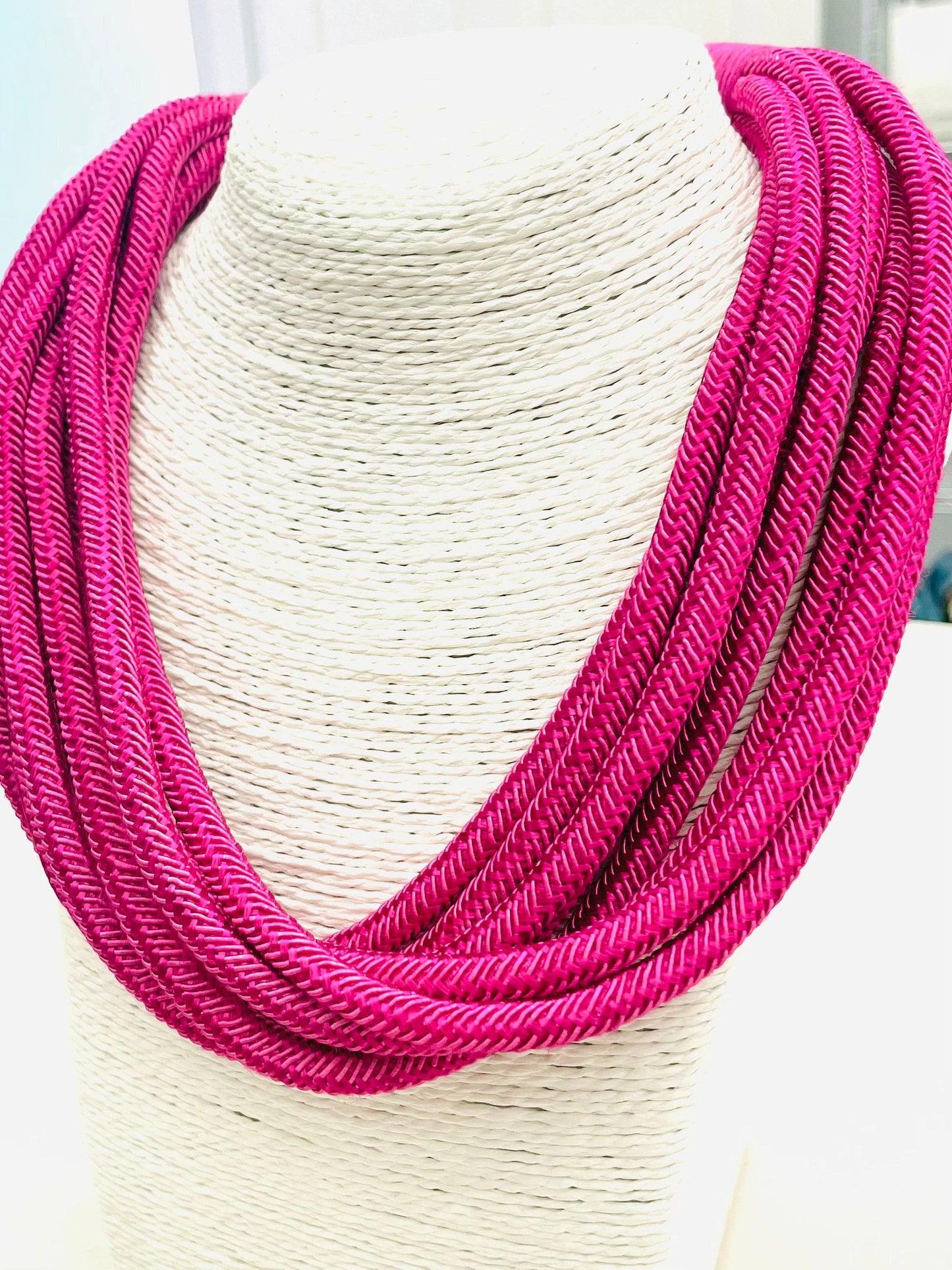 Slub 8-Strand Necklace - Magenta