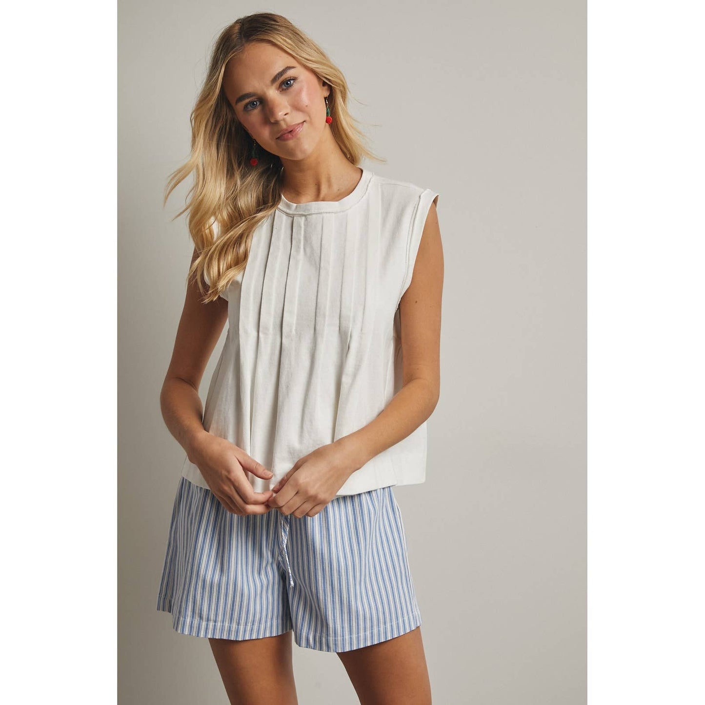 Pleated Tank Top - Off White