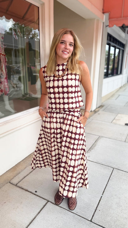 Geometric Tank Top - Brown