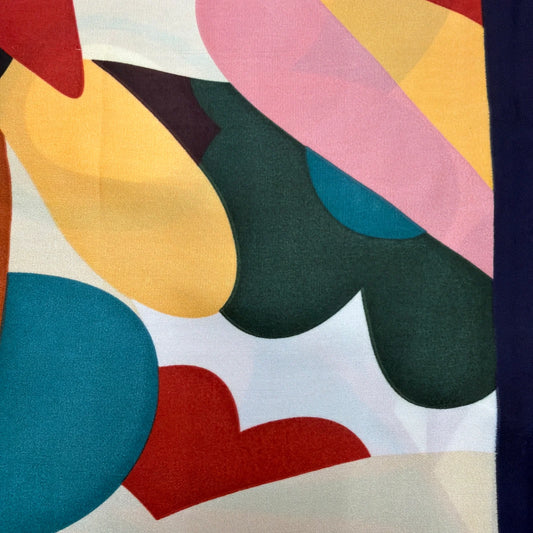 Abstract and Artistic Shapes Scarf - Navy