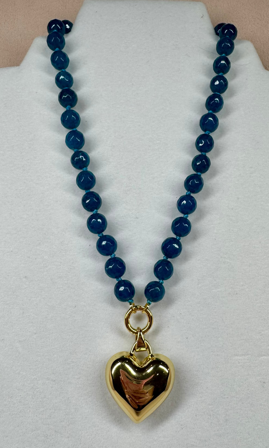 Blue Bubble Heart Necklace