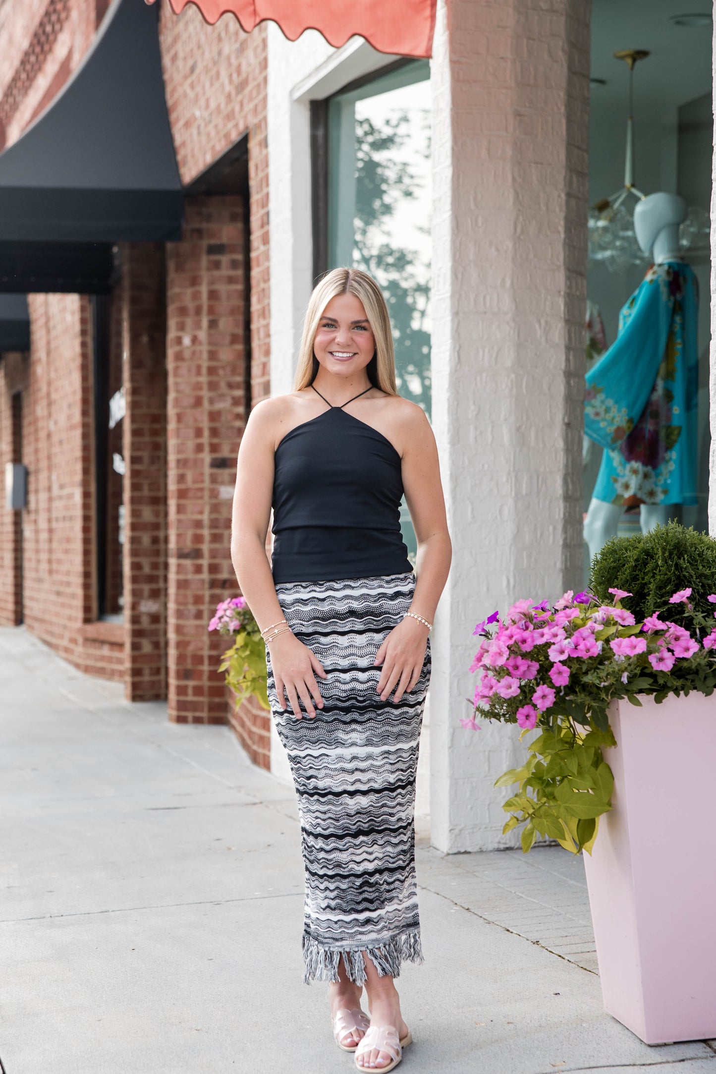 Fringed Carmen Skirt - Black/White