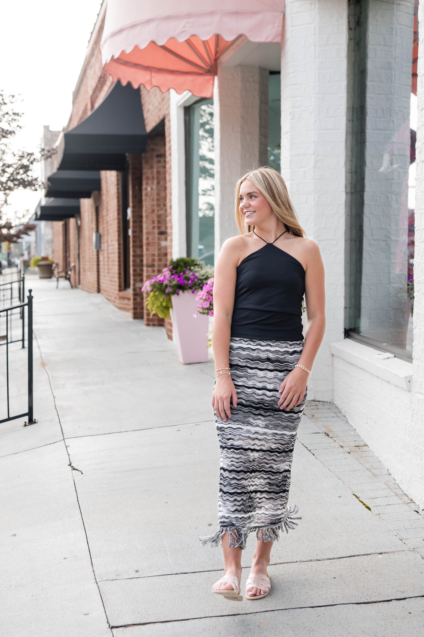Fringed Carmen Skirt - Black/White