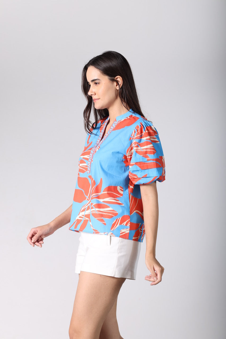 Raya Top - Coral Florals
