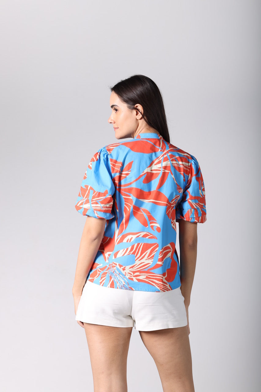 Raya Top - Coral Florals