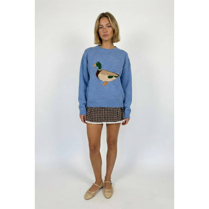 Duck Motif Sweater - Coastal Blue