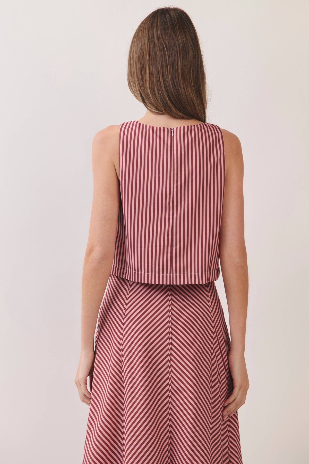 Striped Sleeveless Crop Top - Rust