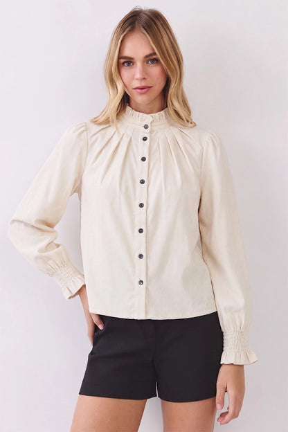 Corduroy Button Down Shirt - Cream