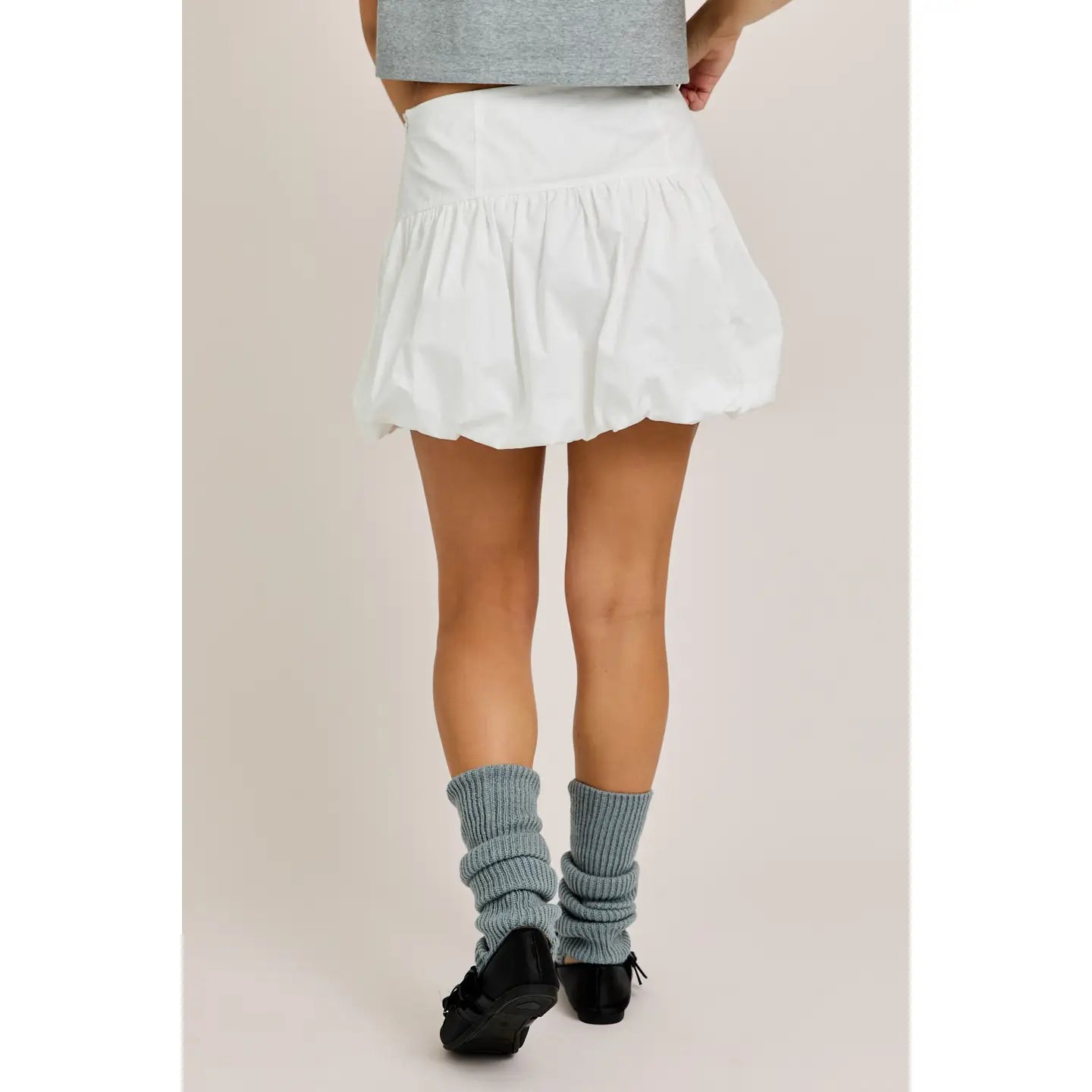 Bubble Hem Mini Skirt - White