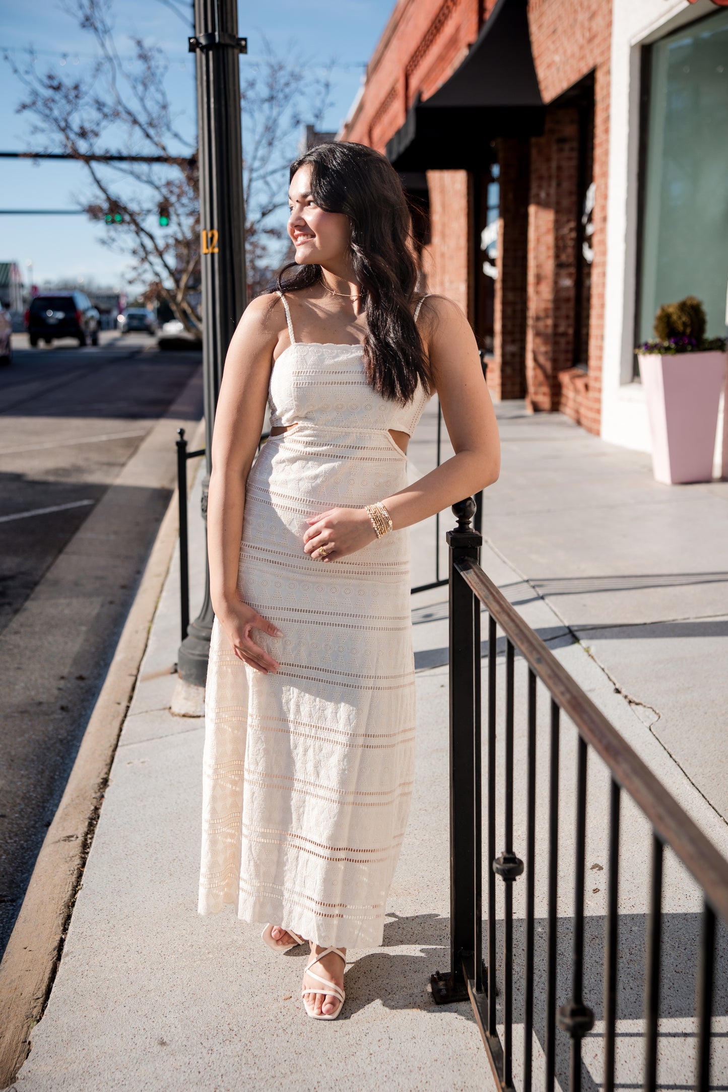 Eyelet Lace Maxi Dress - Natural