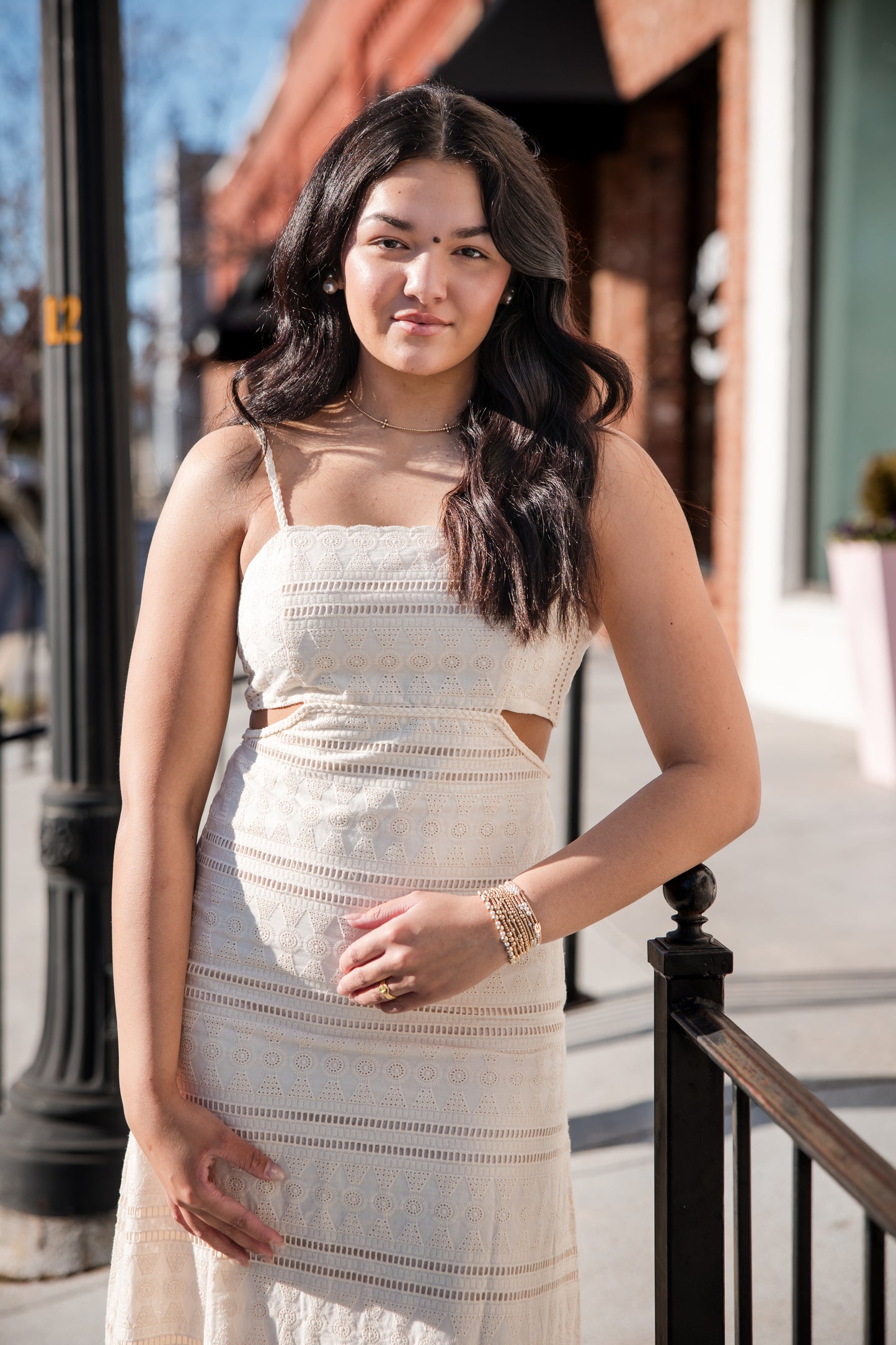 Eyelet Lace Maxi Dress - Natural