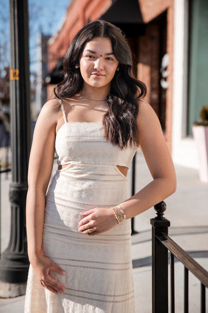 Eyelet Lace Maxi Dress - Natural