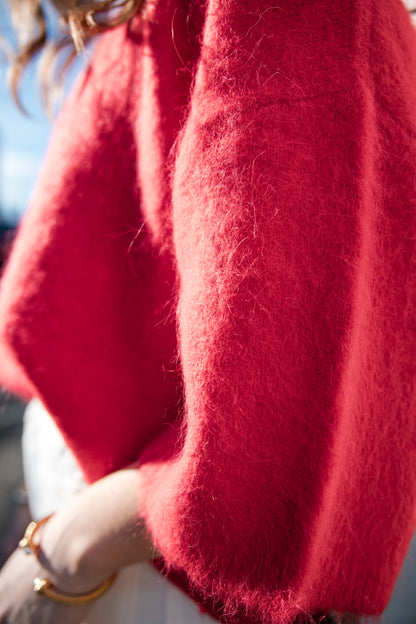 Micah Short Sleeve Crewneck Sweater - Ruby