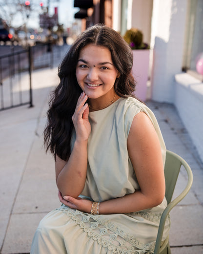 Lace Trimmed Maxi Skirt Set - Sage
