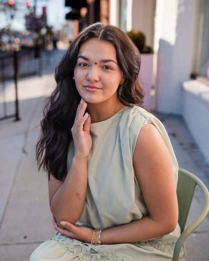 Lace Trimmed Maxi Skirt Set - Sage