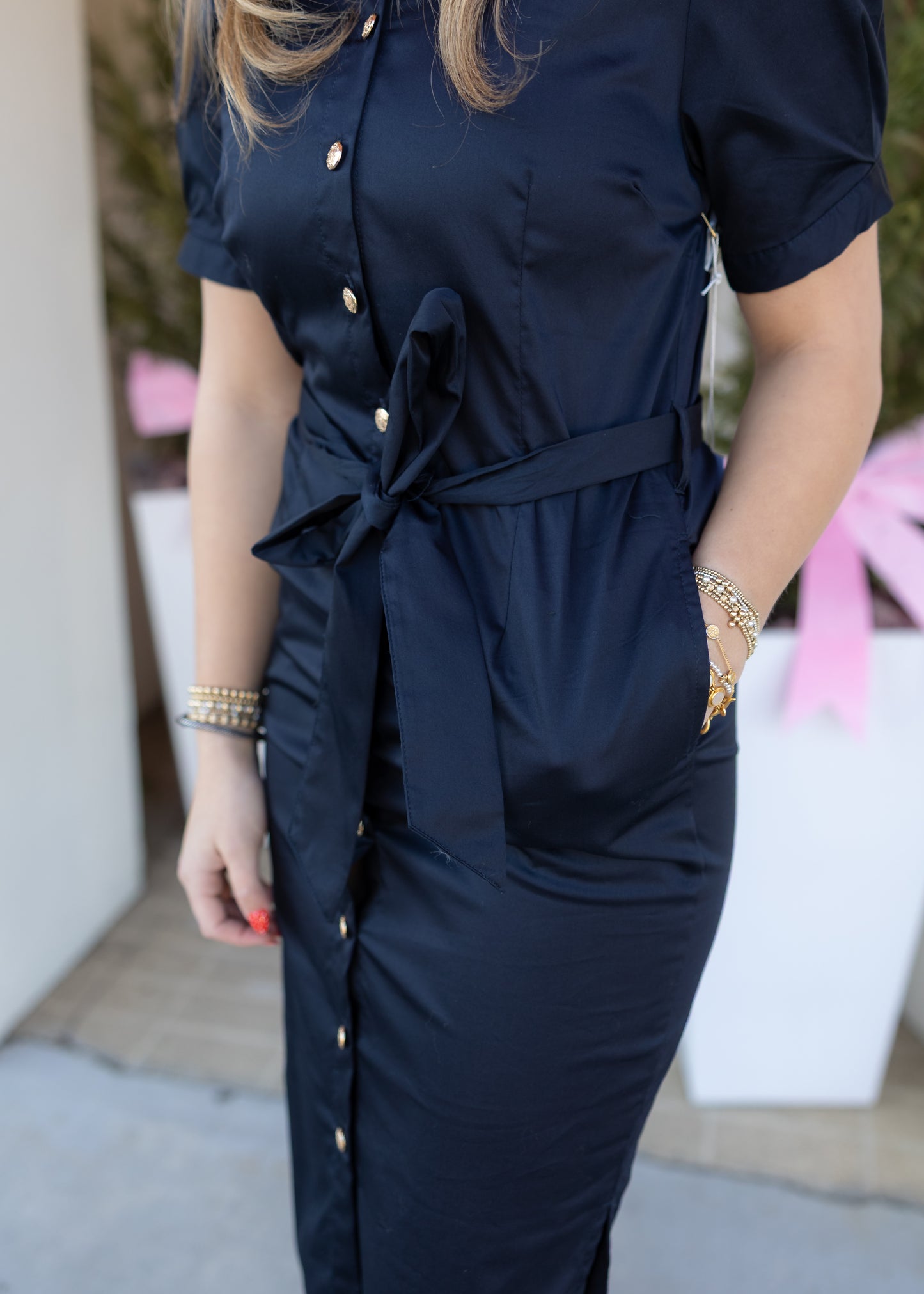Lauren Button Front Shirt Dress - Indigo
