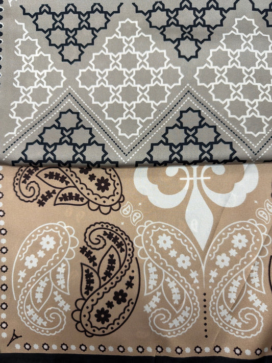 Paisley Inspired Pattern Scarf - Black