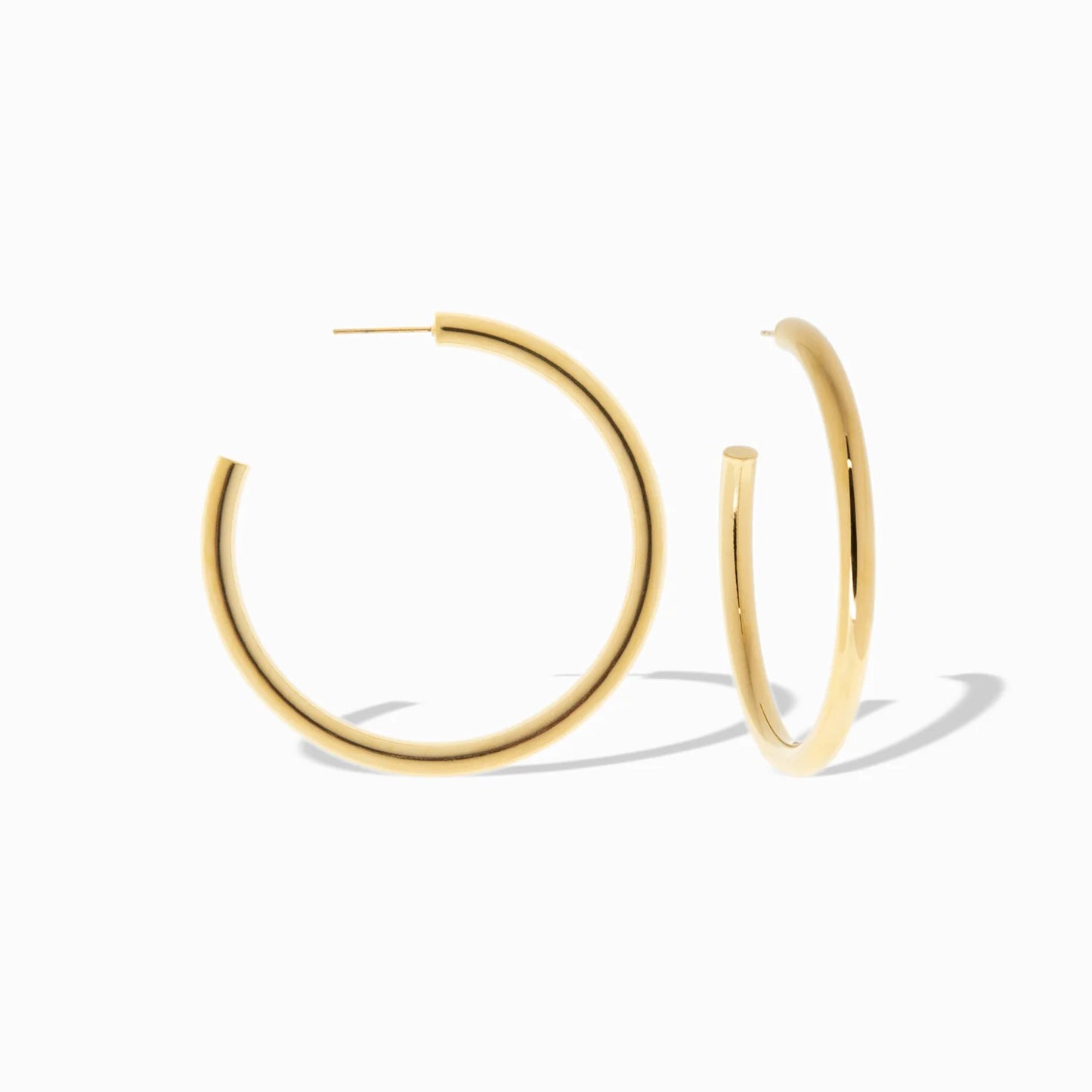 1.75" Hollow Post Hoop Earring - Gold