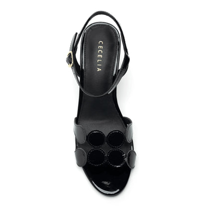 Peter Heeled Sandal - Black Patent