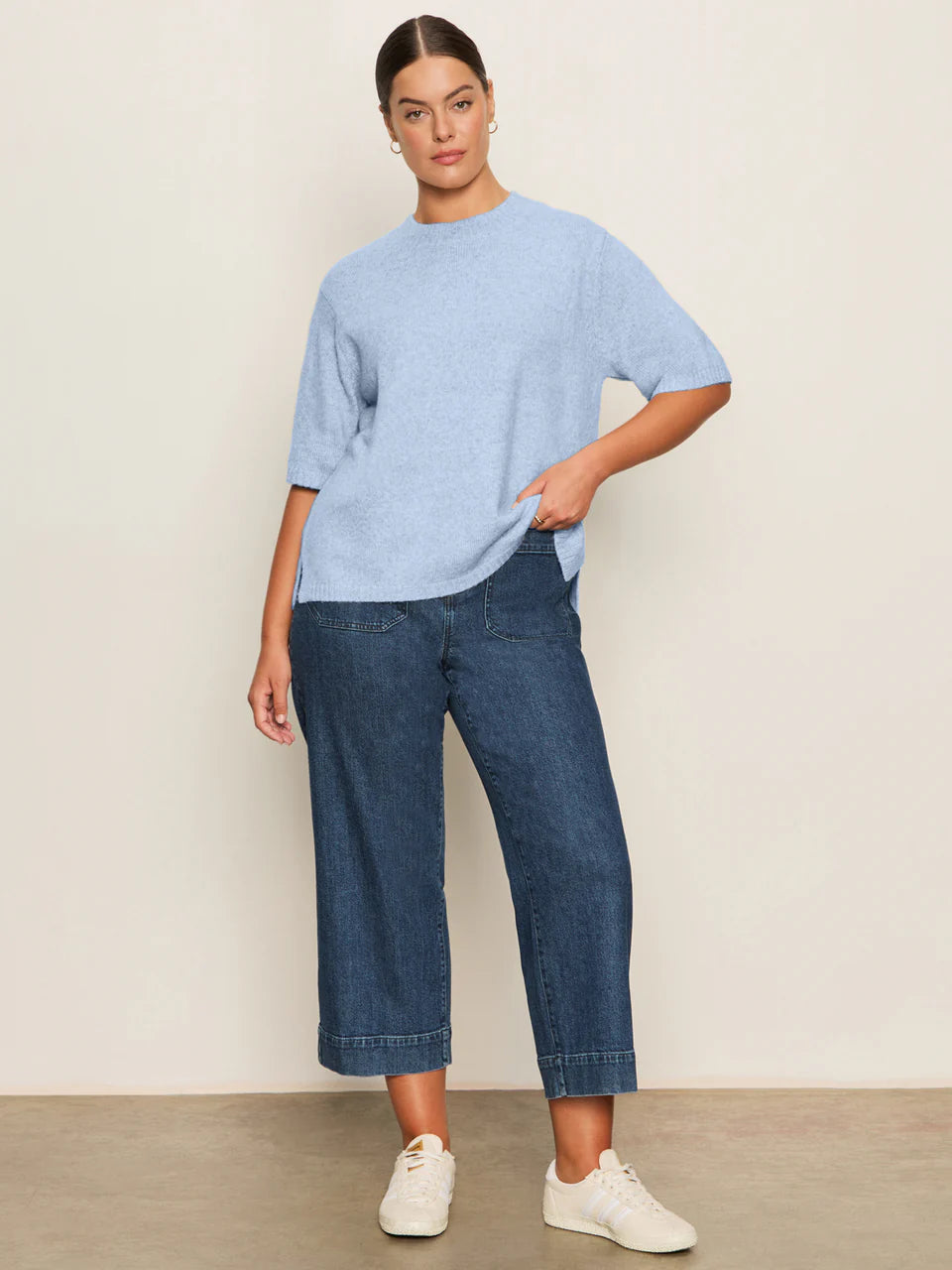 Perfect Sweater Tee Shirt - Blue Powder