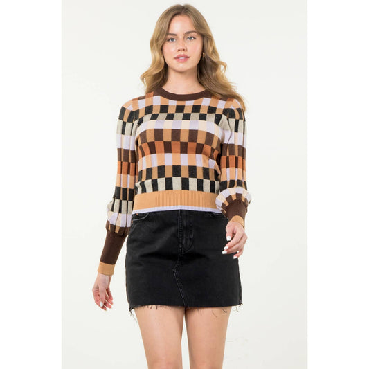 Multi Colored Knit Sweater - Brown