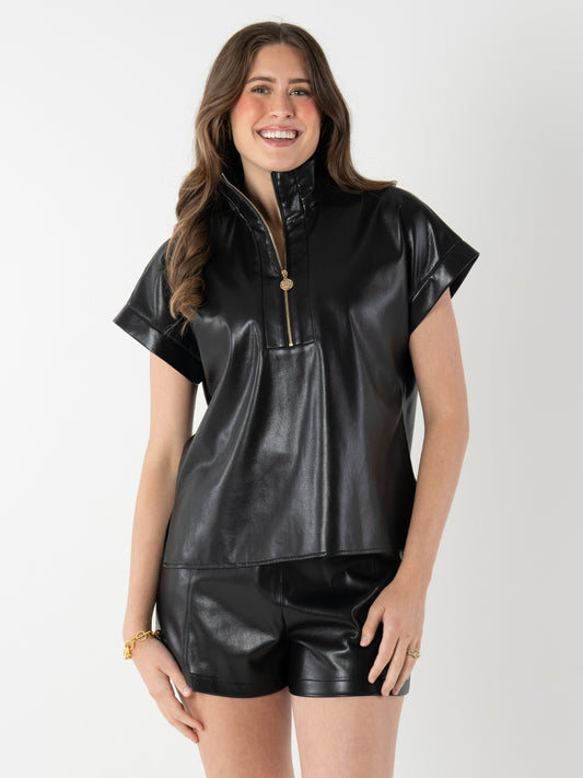 Poppy Pullover - Black Vegan Leather