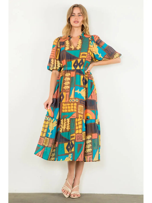 Abstract Print Dress