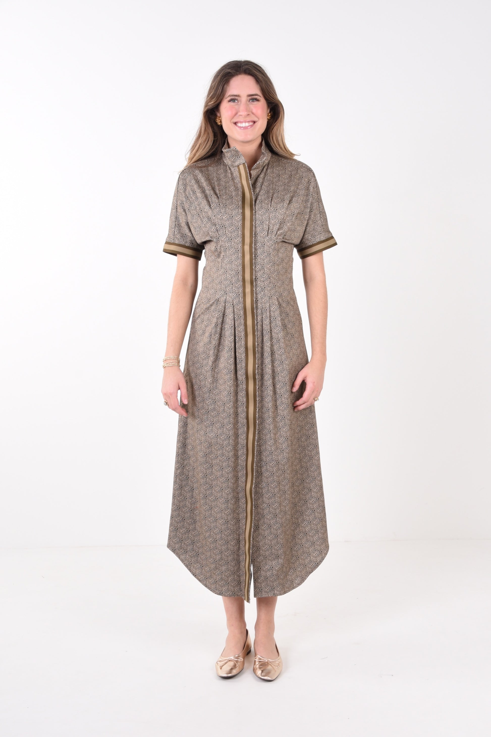 Georgia Dress - Green Tonal Monogram