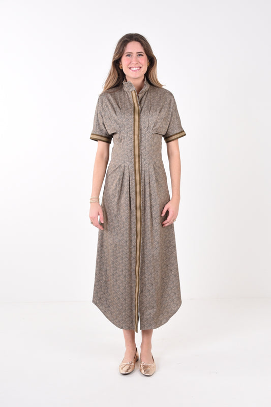 Georgia Dress - Green Tonal Monogram
