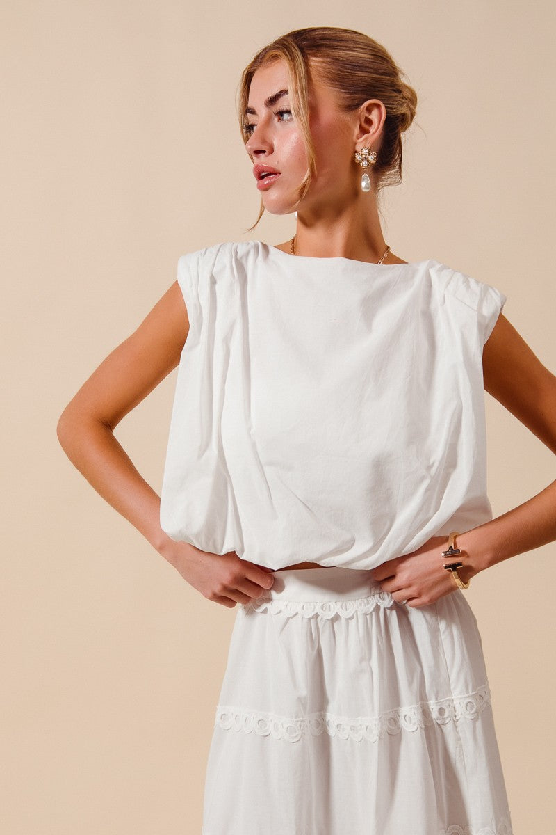 Lace Trimmed Maxi Skirt Set - Off White