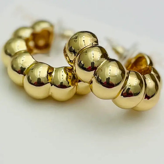 Wide Bubble Hoop Earrings - Gold