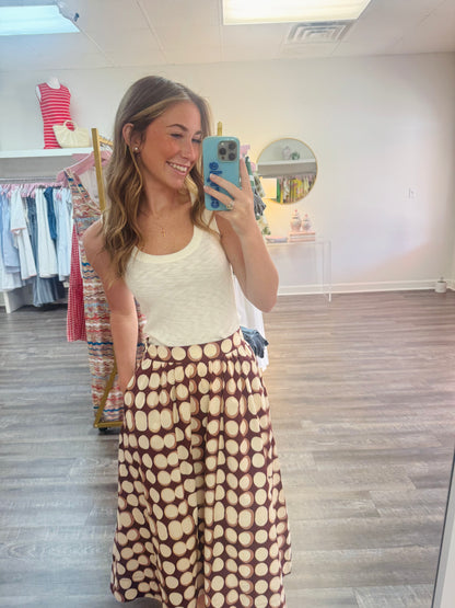 Deep Scoop Neck Tank Top - Pearl
