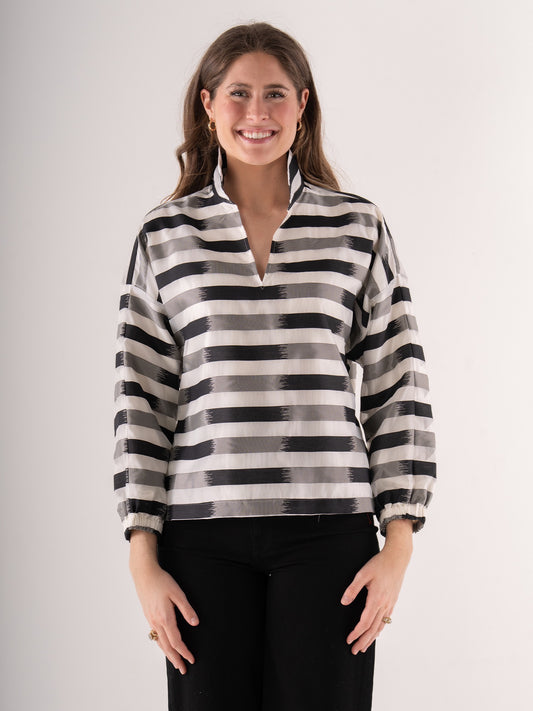 Long-sleeve Poppy - Truffle Stripe