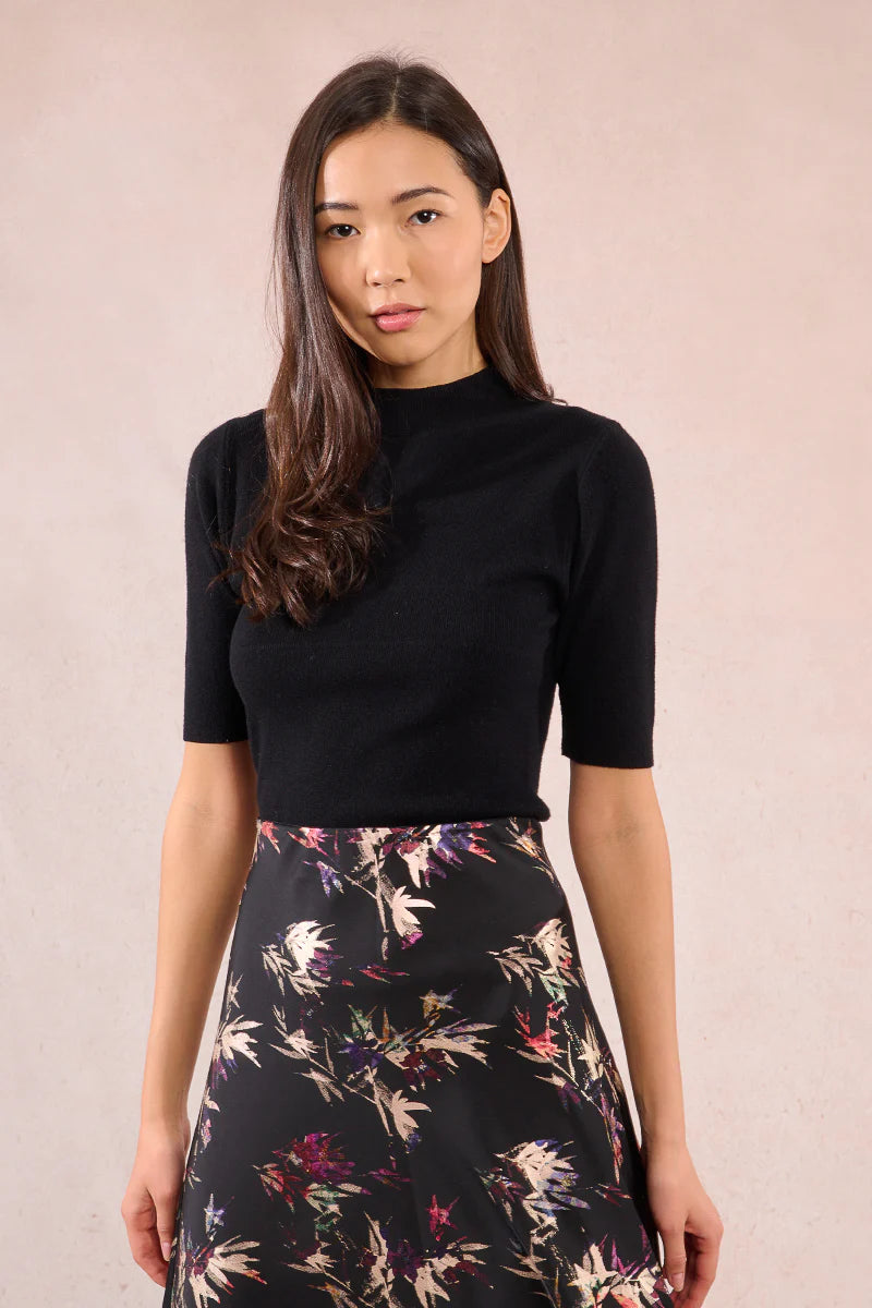 Short Sleeve Knitted Sweater - Black