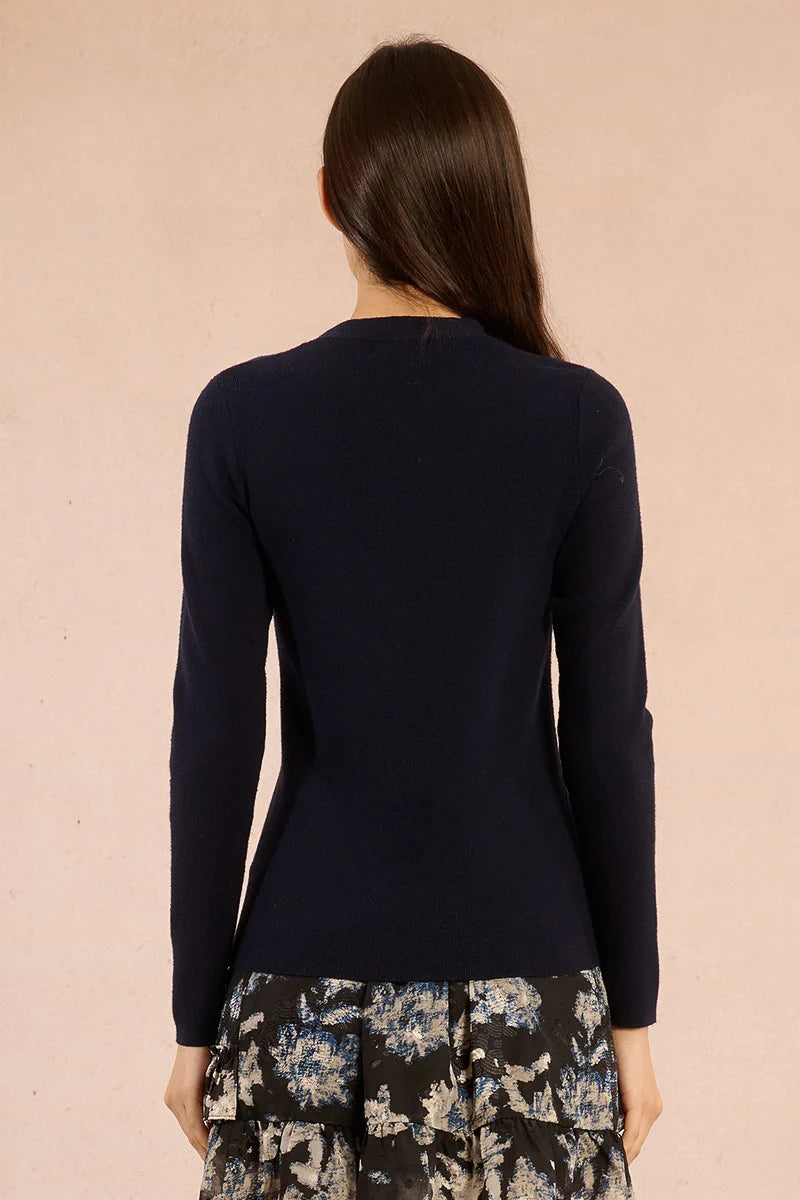 Keyhole Sweater - Navy Blue