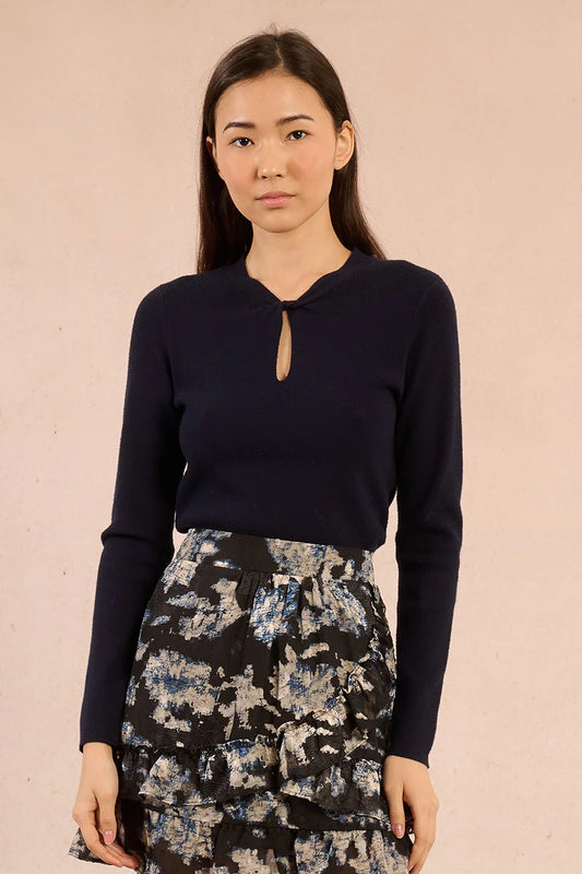 Keyhole Sweater - Navy Blue