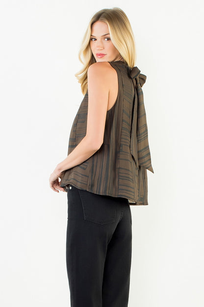 Sleeveless Zebra Stripes Top - Brown