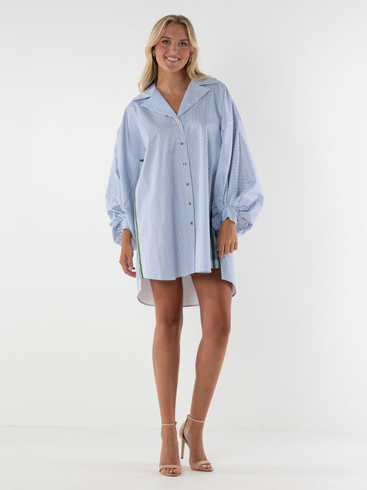 Iris Oxford Dress - Grapemist Stripe