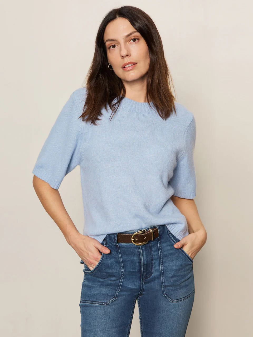 Perfect Sweater Tee Shirt - Blue Powder