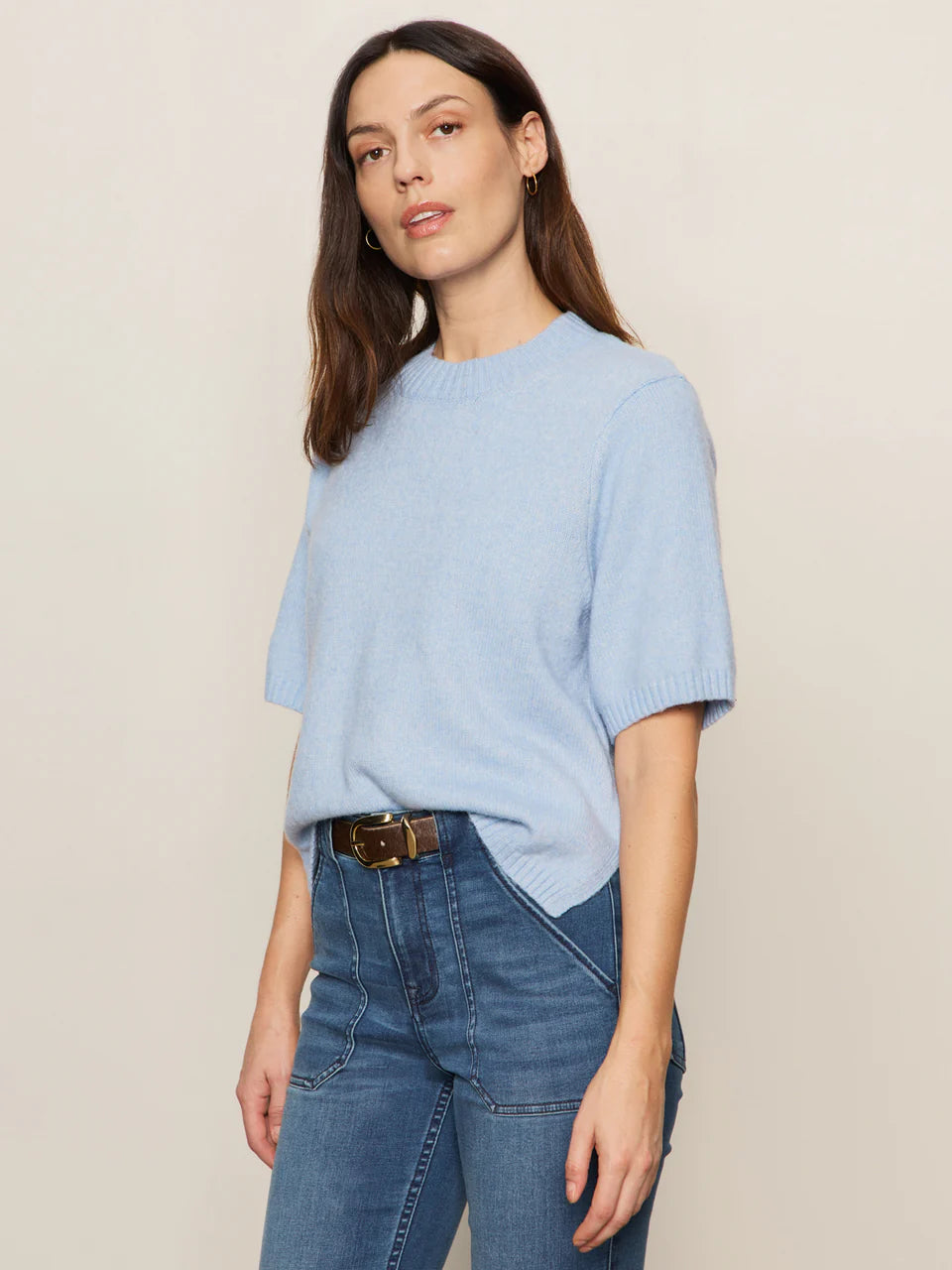 Perfect Sweater Tee Shirt - Blue Powder