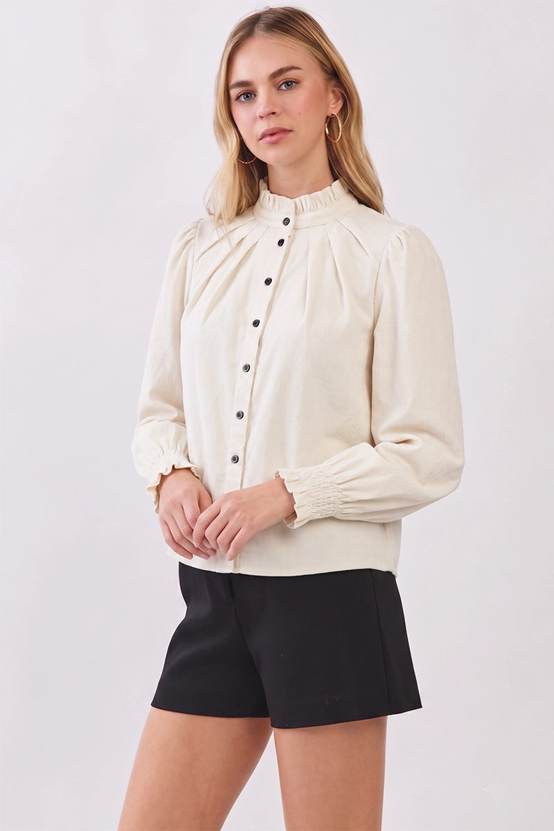 Corduroy Button Down Shirt - Cream