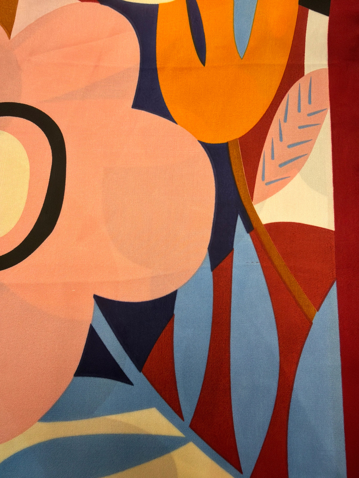 Abstract and Artistic Shapes Scarf - Burgundy