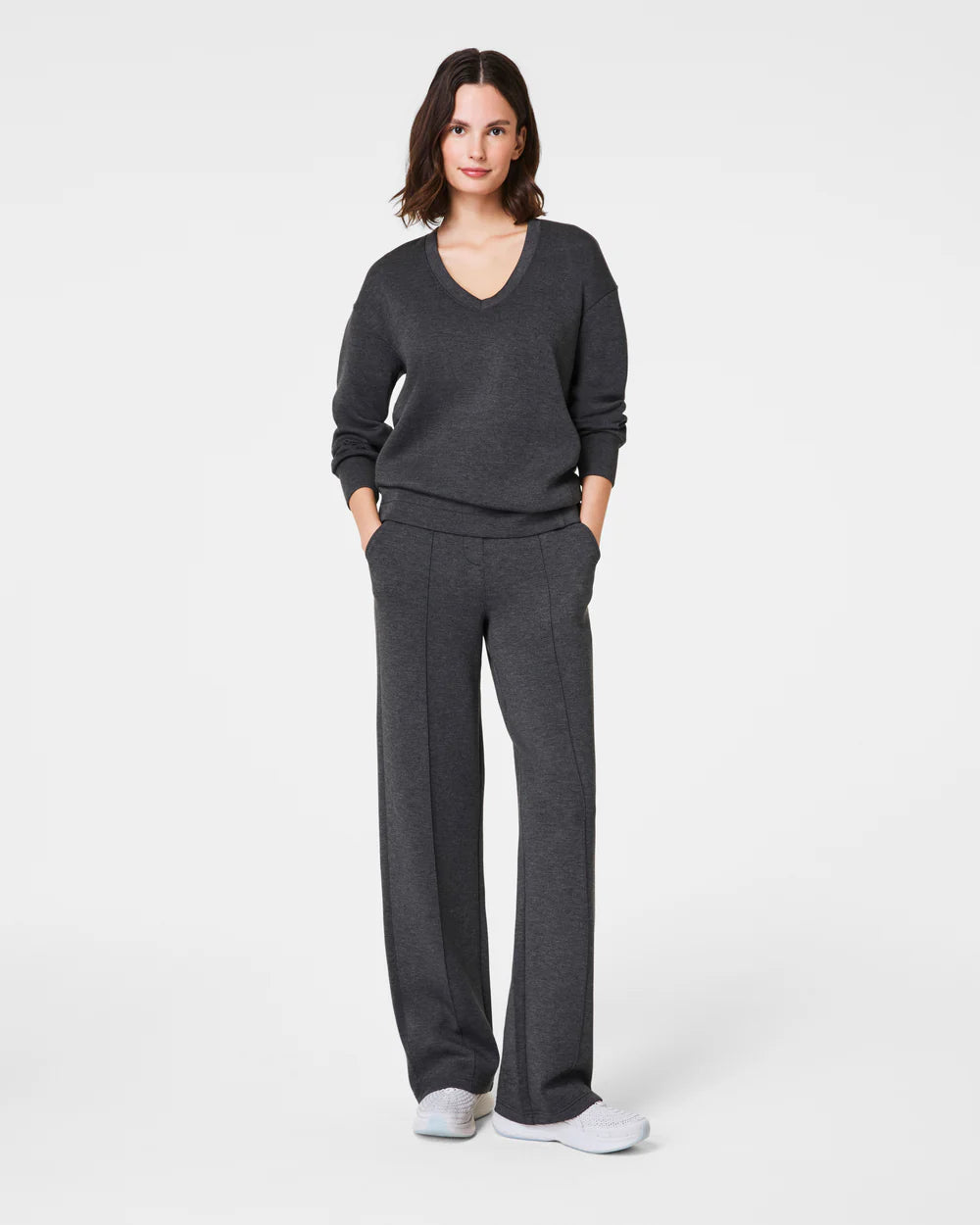 Spanx AirEssentials Brushed Straight Leg Pant - Dark Heather Grey