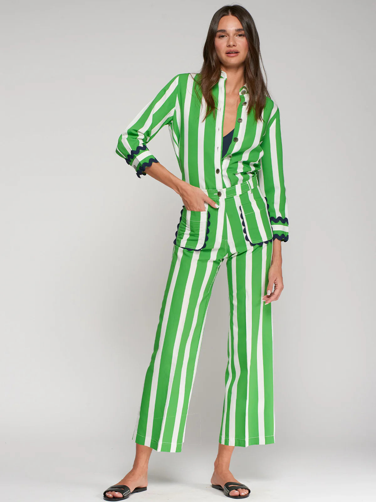 Striped Sailor Pants - Green