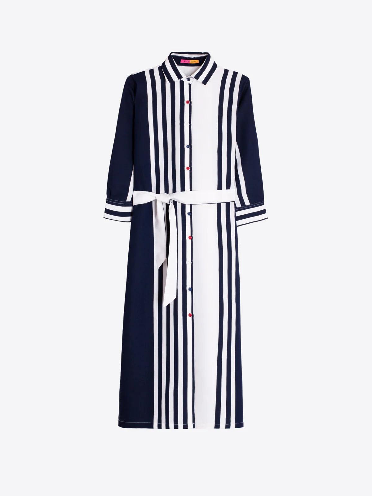 Striped Shirt Dress - Navy/White