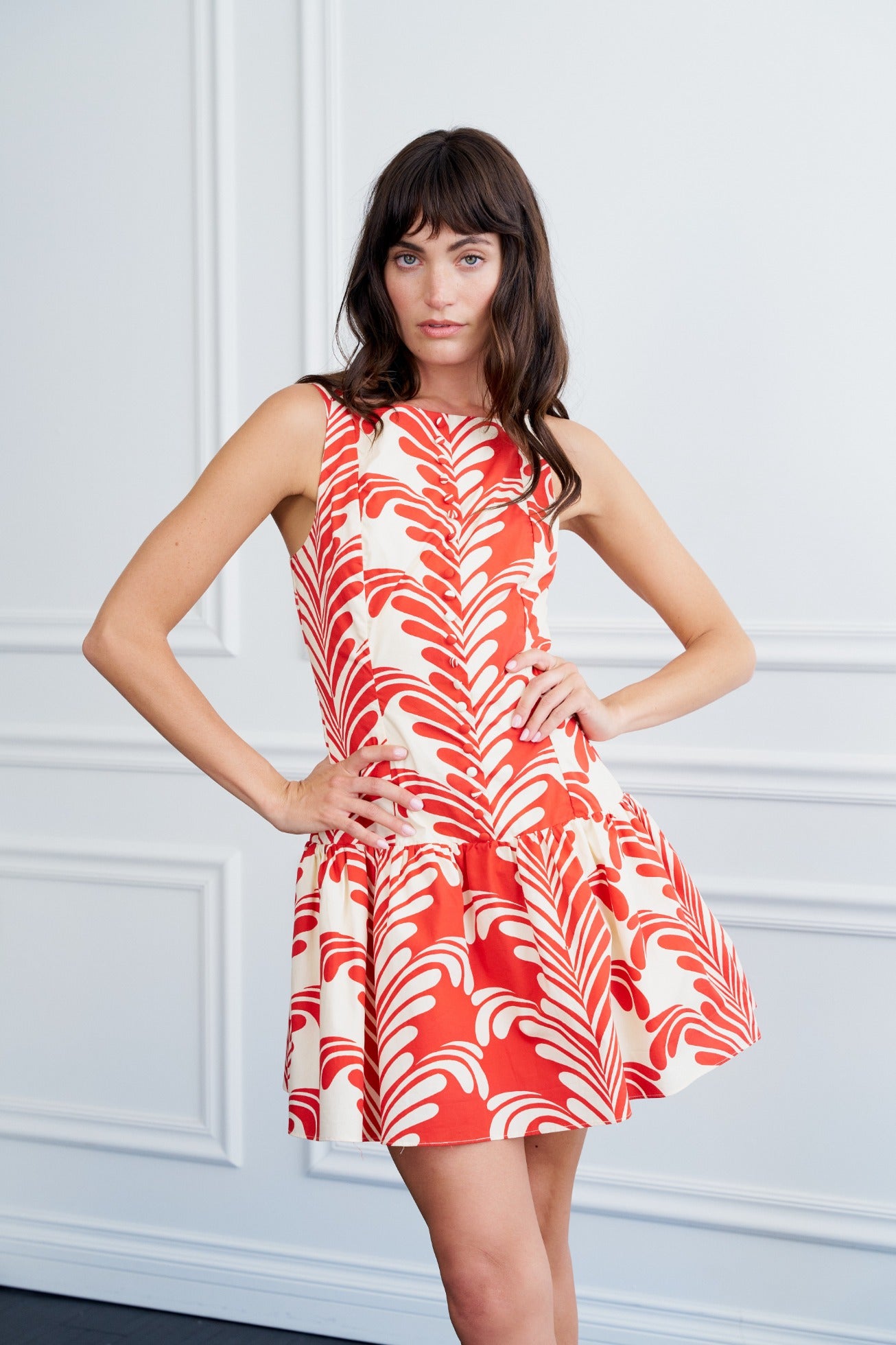 Sade Sleeveless Flare Mini Dress - Red