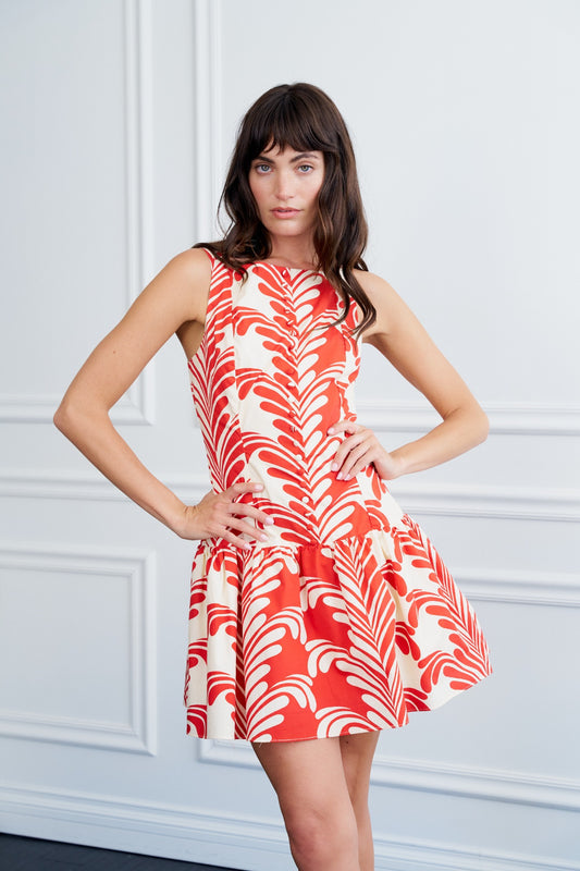 Sade Sleeveless Flare Mini Dress - Red