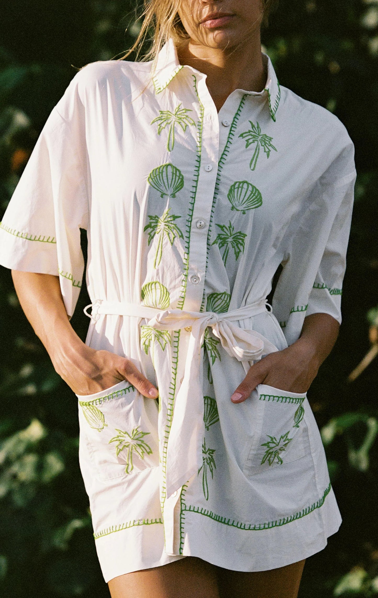 Patricia Shirt Dress - Seashell Embroidery