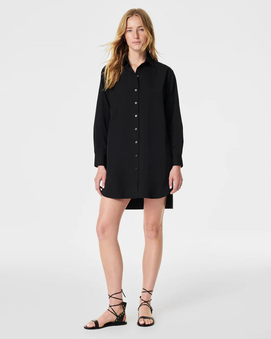 Spanx The Best Poplin Shirt Dress - Classic Black