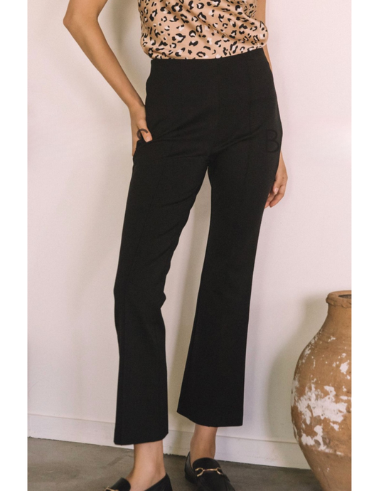 Ponte Kick Flare Cropped Pants - Black